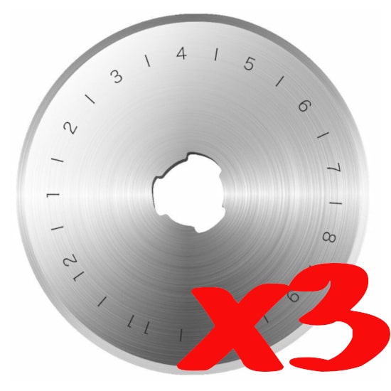3 x Replacement 45mm Rotary Cutter Blades